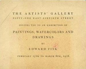 Solo opening at The Artists Gallery Fifty-One East Sixtieth Street in New York 1926